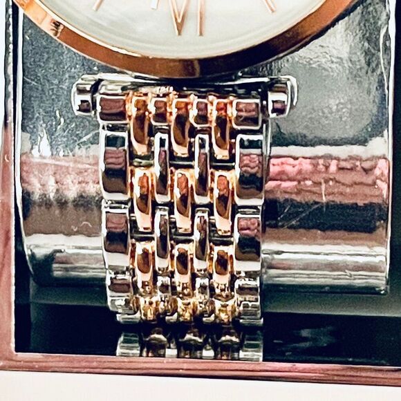 NWT Gorgeous  Tahari Silver Gold Quartz White Dial Stainless Steel Women\'s Watch main image 16